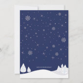 Boy Winter Wonderland Baby Dusche, Navy & Silver Einladung (Rückseite)