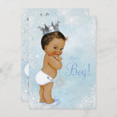 Boy Winter Wonderland Snowflake Ethnic Baby Dusche Einladung (Vorne/Hinten)