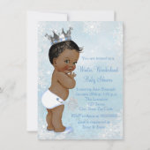 Boy Winter Wonderland Snowflake Ethnic Baby Dusche Einladung (Rückseite)