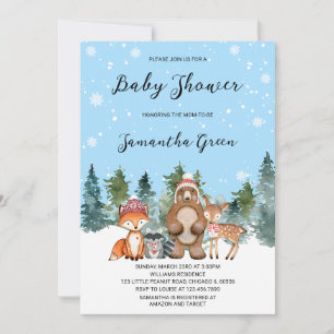 Boy Winter Woodland Babydusche Einladung