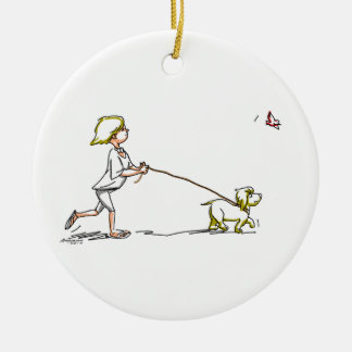 BoY WiTh DoG Keramik Ornament