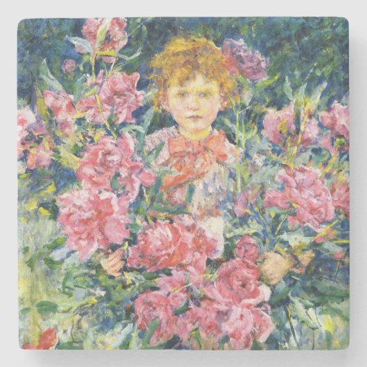 Boy With Red Peony Blume (von Robert Reid) Steinuntersetzer (Vorderseite)