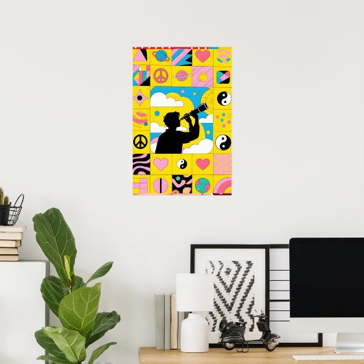 Boy With Telescope Pop Art Poster (Heimbüro)
