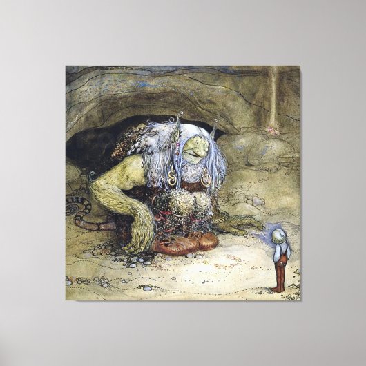 "Boy with Troll" von John Bauer Leinwanddruck (Vorderseite)