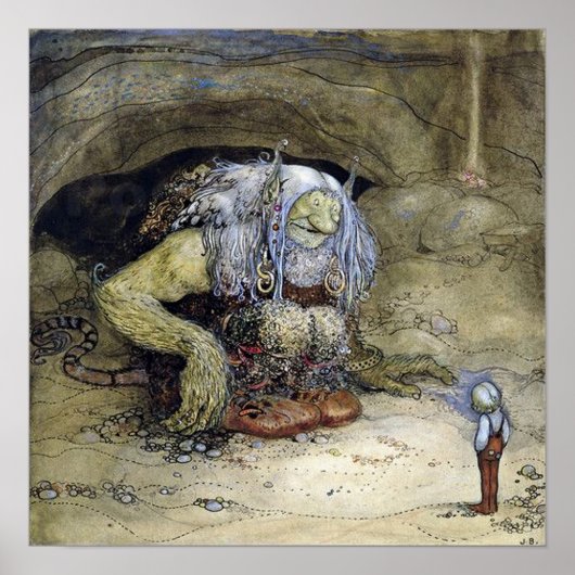 "Boy with Troll" von John Bauer Poster (Vorne)
