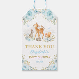 Boy Woodland Animals Blue Gold Floral Favoriten Geschenkanhänger