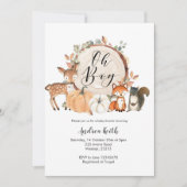 Boy Woodland Kürbis Baby Dusche Einladung (Vorderseite)