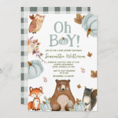 Boy Woodland Pumpkin Animals Baby Dusche Einladung (Vorne/Hinten)