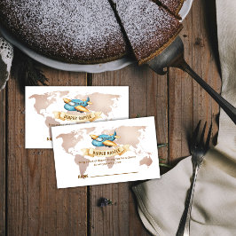Boy World Map Airplane Diaper Raffle Baby Shower  Begleitkarte