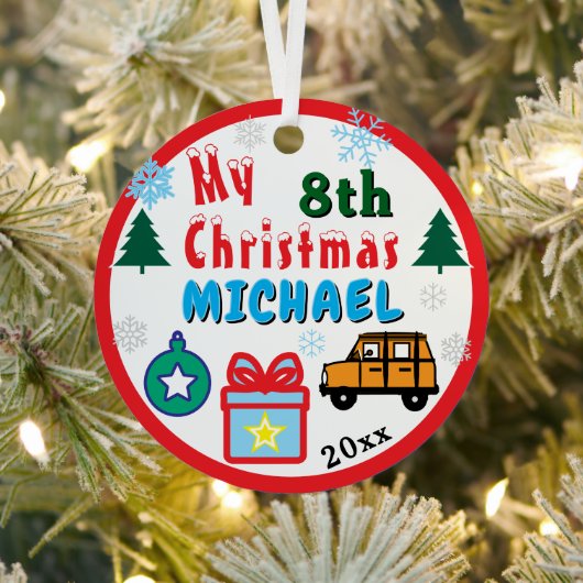 Boy Yearly Christmas Orange  Car Ornament Aus Metall (InSitu)