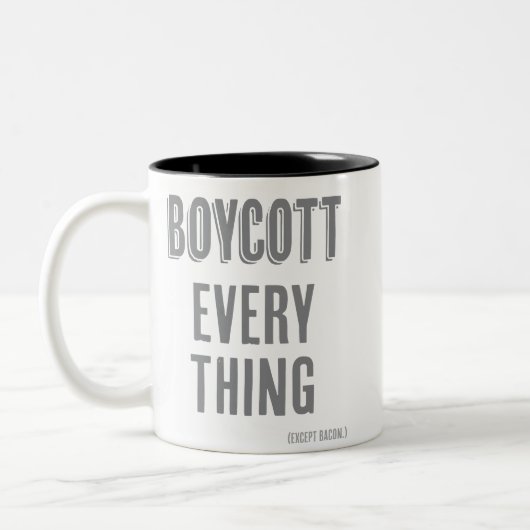 Boycott Alles (außer Speck) Zweifarbige Tasse (Links)