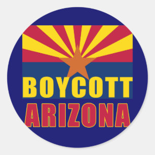 BOYCOTT ARIZONA Tshirts, Buttons, Hoodies Runder Aufkleber