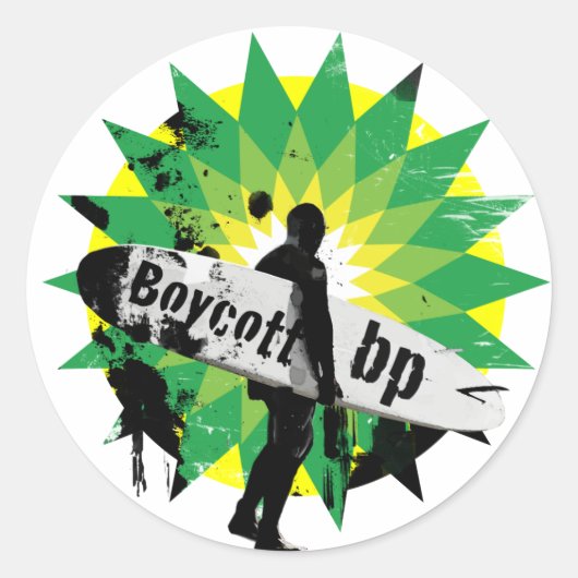 Boycott bp runder aufkleber (Vorderseite)