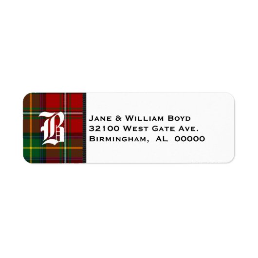 Boyd Tartan Kariert Monogram Address Labels (Vorne)