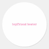 Boyfriend Beater Funny Girlfriend Humor Retro Groo Runder Aufkleber (Vorderseite)