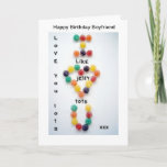 Boyfriend Birthday Card Liebe Lots Jelly Tots Karte<br><div class="desc">Ich habe dieses großartige Bild einer Geburtstagskarte erstellt. Sie können Ihre eigene Nachricht hineinstecken. Bitte schauen Sie sich meine anderen Artikel mit diesem Bild an.</div>