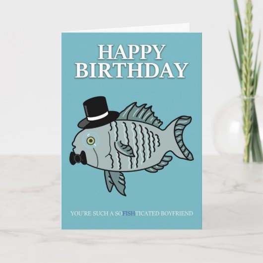 Boyfriend Birthday Fish Puke Joke Karte (Vorderseite)