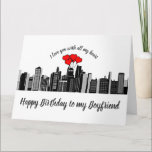 Boyfriend Birthday Liebe my Heart City Stream Karte<br><div class="desc">Liebe von Boyfriend Birthday mit all my Heart mit City Street Szene und Herzblasen</div>