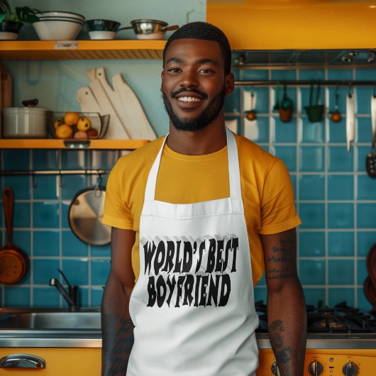 Boyfriend Black Typografy Lange Schürze