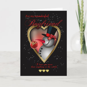 Boyfriend Christmas Card - Snowman im Herzen Feiertagskarte
