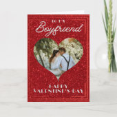 Boyfriend Custom Foto Glitzer Valentine Card Karte (Vorderseite)