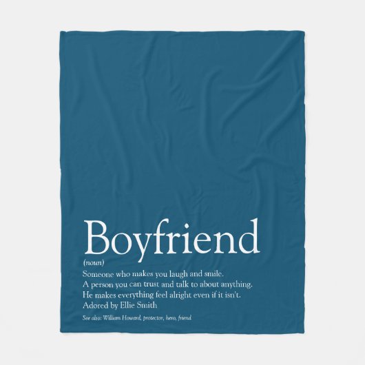 Boyfriend Definition Cool Fun Blue Fleecedecke (Vorderseite)