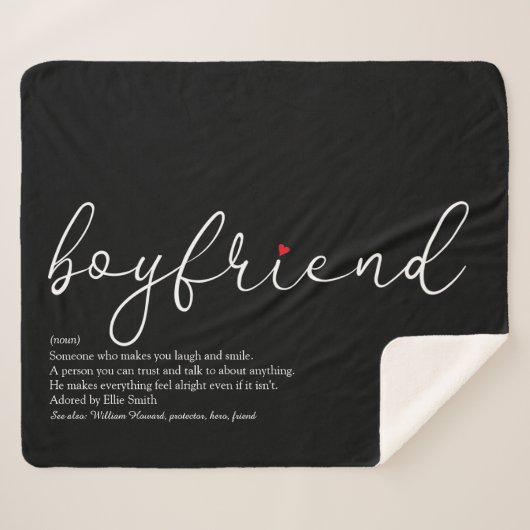 Boyfriend Definition Liebe Herz Elegantes Skript Sherpadecke (Vorderseite (Horizontal))