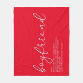 Boyfriend Definition Script Liebe Heart Red Fleecedecke (Vorderseite)