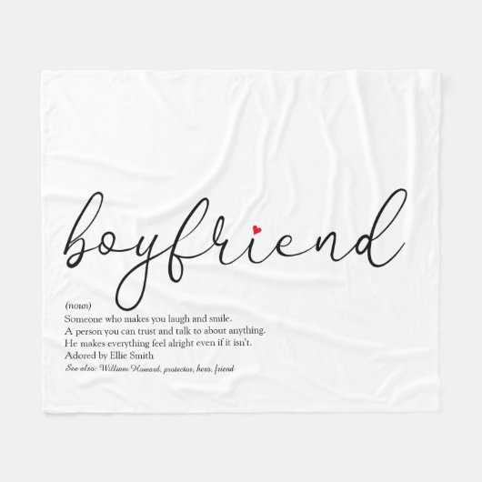 Boyfriend Definition Script Red Liebe Heart Fleecedecke (Vorderseite (Horizontal))