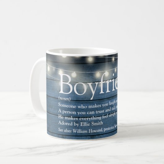 Boyfriend Definition String Lights Blue Rustic Kaffeetasse (Vorderseite Links)