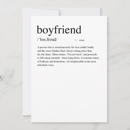 Boyfriend Definition Valentinenkarte Feiertagskarte (Vorderseite)