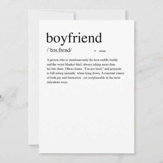 Boyfriend Definition Valentinstag Karte (Vorderseite)