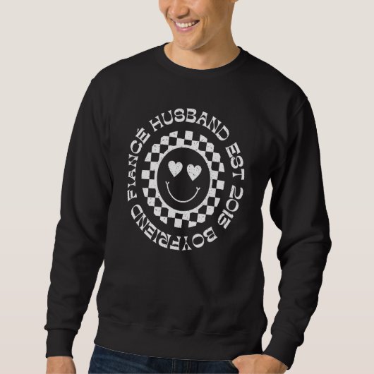 Boyfriend Fiance Husband Est 2013 Mr Mrs Retro Smi Sweatshirt (Vorderseite)