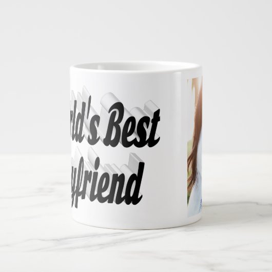 Boyfriend Foto Black Script Jumbo-Tasse (Vorderseite)