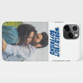 Boyfriend-Foto mit blauem Text iPhone Case iPhone Hülle (Rückseite (Horizontal))