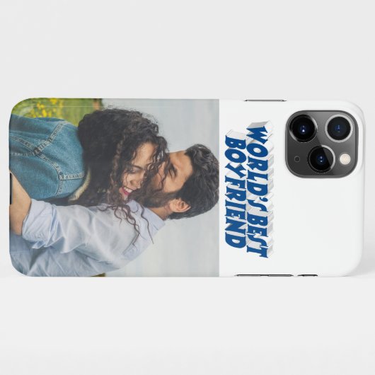 Boyfriend-Foto mit blauem Text iPhone Case iPhone Hülle (Rückseite (Horizontal))