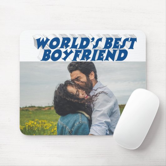 Boyfriend-Foto mit blauem Text Mousepad (Mit Mouse)