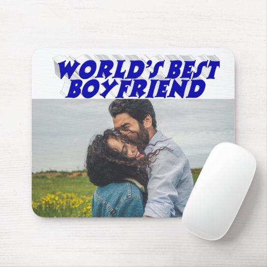 Boyfriend-Foto mit blauem Text Mousepad (Mit Mouse)