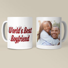 Boyfriend Foto mit burgundy Skript Kaffeetasse