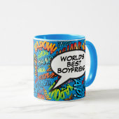 Boyfriend Fun Modern Retro Comic Pop Kunst Tasse (VorderseiteRechts)