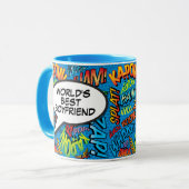 Boyfriend Fun Modern Retro Comic Pop Kunst Tasse (Vorderseite Links)
