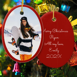Boyfriend Girlfriend Oval Foto Christmas Keramik Ornament
