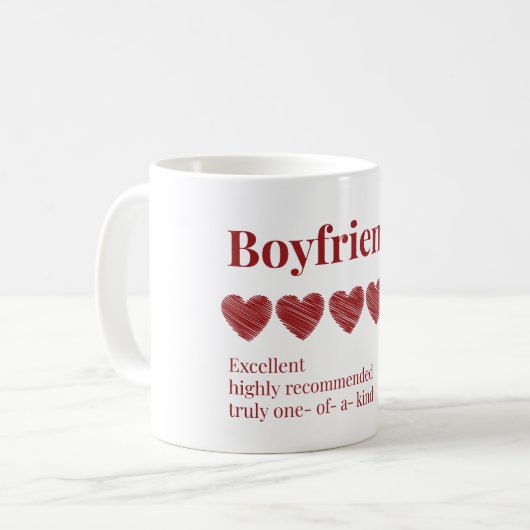 Boyfriend Hervorragend sehr empfohlen Kaffeetasse (Vorderseite Links)