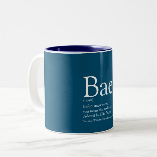 Boyfriend Husband Bae Definition Blue Zweifarbige Tasse (Vorderseite Links)