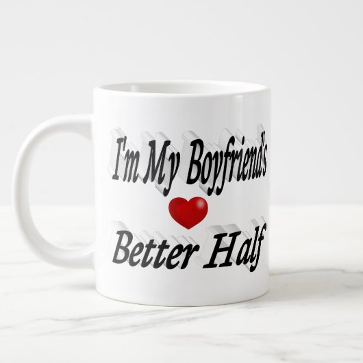 Boyfriend lustiger schwarzer Text Jumbo-Tasse (Links)