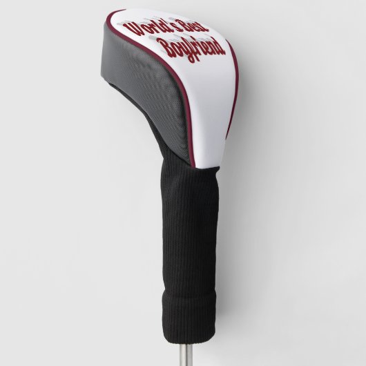 Boyfriend mit burgundy-Skript Golf Headcover (angewinkelt)