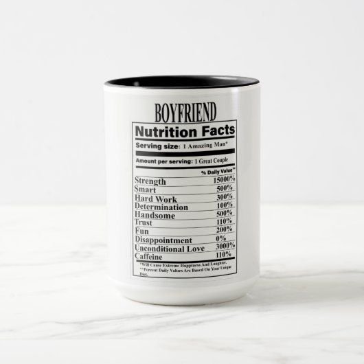 Boyfriend Nutrition Facts Tasse (Zentrum)
