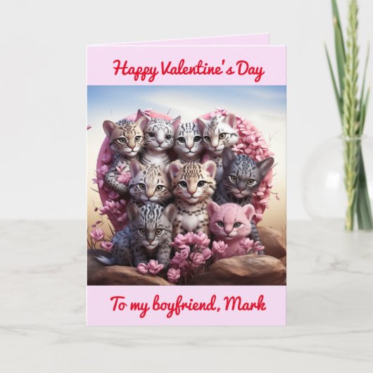 Boyfriend Valentine's Kitty Heart Card Dankeskarte (Vorderseite)