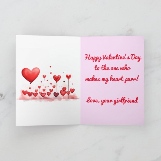 Boyfriend Valentine's Kitty Heart Card Dankeskarte (Innenseite)