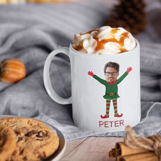 Boyfriend's Face & Name Elf Weihnachtsgeschenk Kaffeetasse